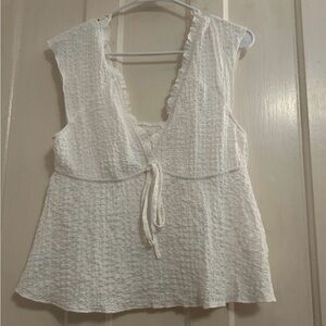 White Sleeveless Textured Top